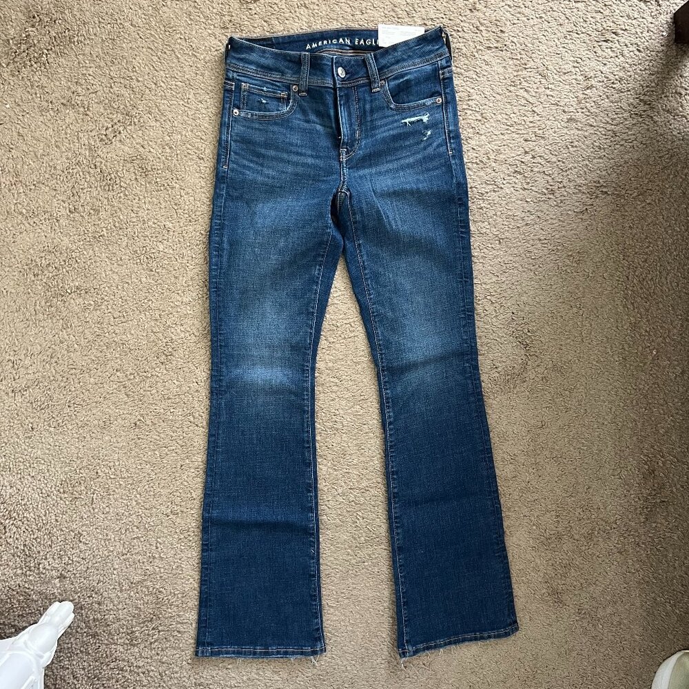 NWT American Eagle Next Level Stretch Kick Boot Jeans 30” Inseam Size 2
